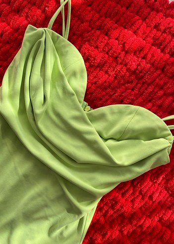 Zara Drapeli Yeşil İnce Askılı Mayo&Büstiyer - Görsel 2