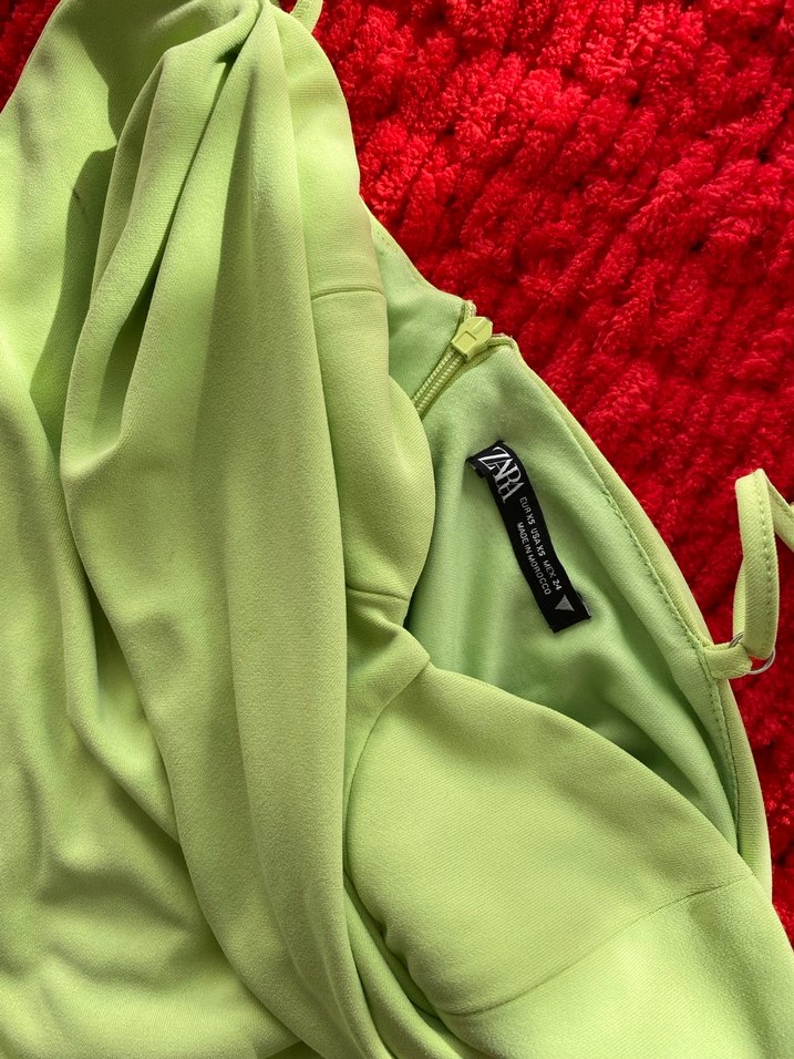 Zara Drapeli Yeşil İnce Askılı Mayo&Büstiyer - Görsel 3