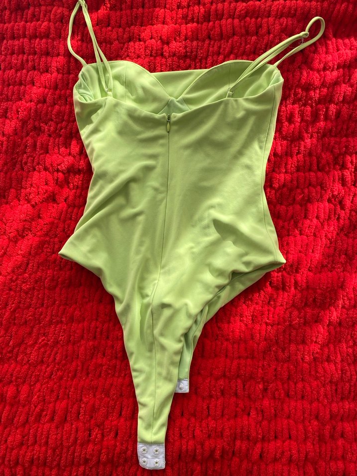 Zara Drapeli Yeşil İnce Askılı Mayo&Büstiyer - Görsel 4