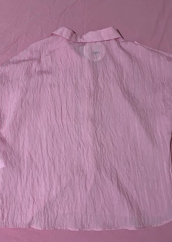 Diğer Düğmeli Pembe Keten Kadın Gömlek