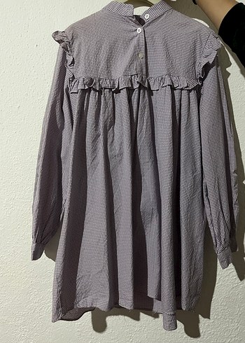 mor pötikare fırfırlı gömlek tunik