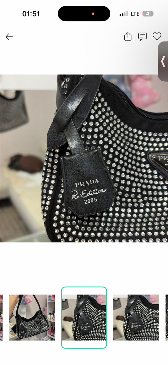 Prada Taşlı Siyah Omuz Çantası — görsel 2/9