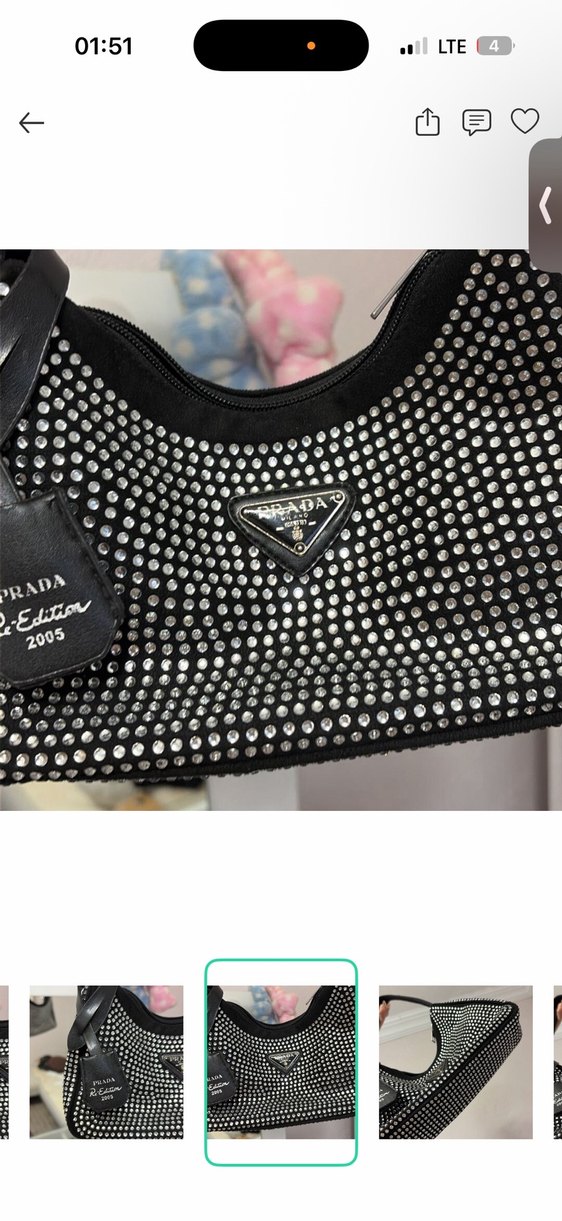 Prada Taşlı Siyah Omuz Çantası — görsel 3/9