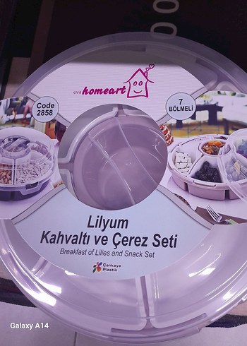 Diğer Lilyum 7 Bölmeli Kahvaltı ve Çerez Seti - Pembe
