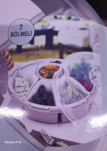  Beden Lilyum 7 Bölmeli Kahvaltı ve Çerez Seti - Pembe