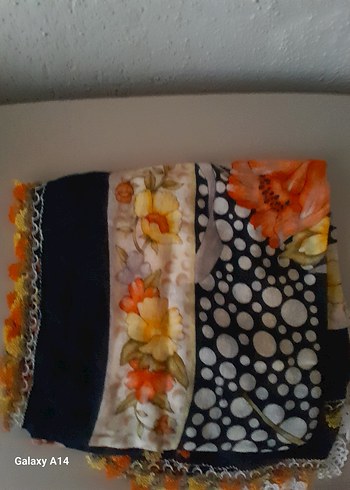 Çiçek Desenli Dantel Detaylı Bohem Kadın Fulariğne oyası eşarp - Görsel 2