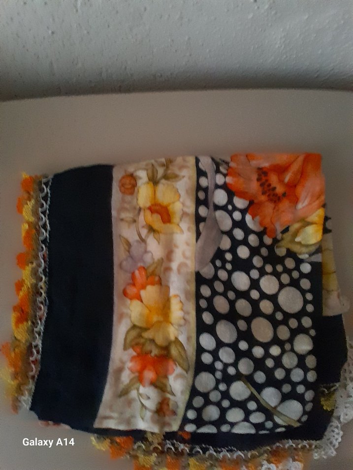 Çiçek Desenli Dantel Detaylı Bohem Kadın Fulariğne oyası eşarp - Görsel 2