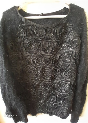 Siyah Örgü Kadın Kazak - Görsel 2