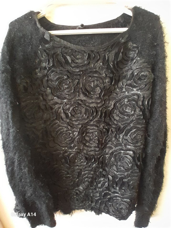 Siyah Örgü Kadın Kazak - Görsel 2