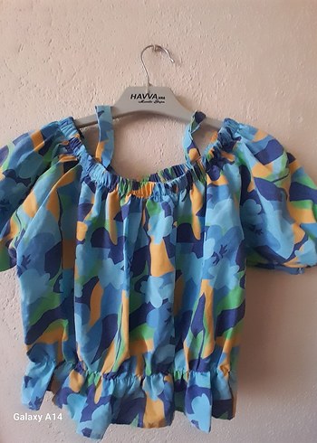 Renkli Batik Desenli Mini Straplez Bluz - Görsel 3