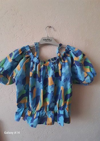 Renkli Batik Desenli Mini Straplez Bluz - Görsel 4