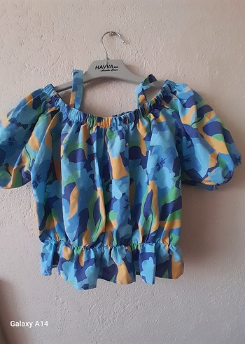 Renkli Batik Desenli Mini Straplez Bluz - Görsel 2