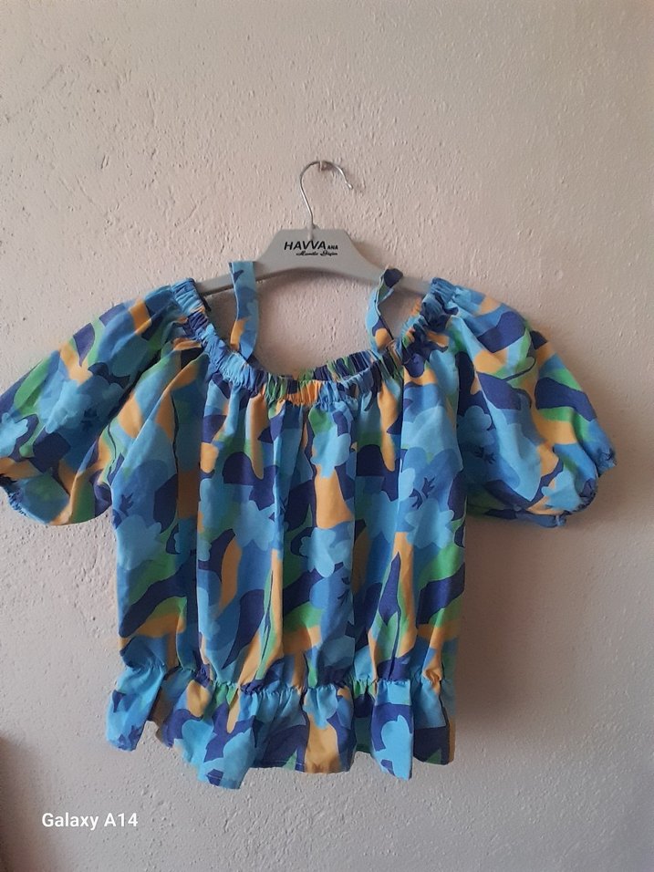 Renkli Batik Desenli Mini Straplez Bluz - Görsel 4