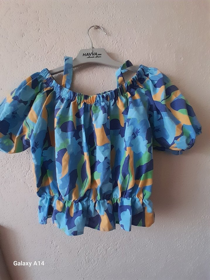 Renkli Batik Desenli Mini Straplez Bluz - Görsel 2