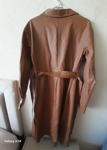 Kahverengi Deri Kadın Trençkot - Görsel 2