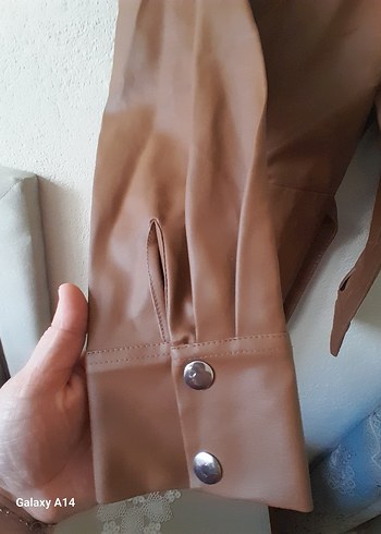 Kahverengi Deri Kadın Trençkot - Görsel 3