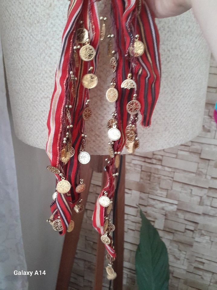 Kırmızı Bohem Kadın Fular - Görsel 5