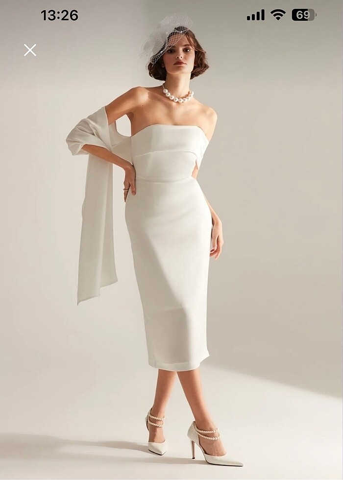 Beyaz nikah nişan elbisesi - Görsel 3