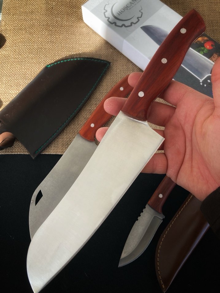 Bordo Saplı 3'lü Mutfak Bıçak Seti - Görsel 3