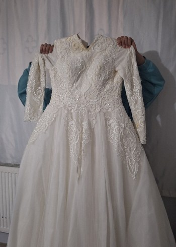 Uzun Kollu Vintage Prenses Gelinlik - Görsel 2