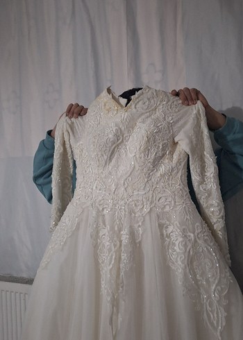 Uzun Kollu Vintage Prenses Gelinlik - Görsel 16