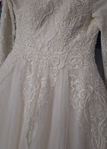 Uzun Kollu Vintage Prenses Gelinlik - Görsel 15