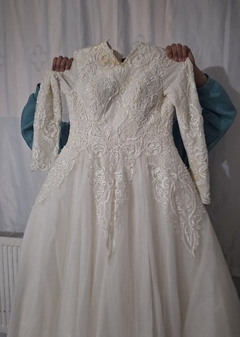 Uzun Kollu Vintage Prenses Gelinlik - Görsel 3