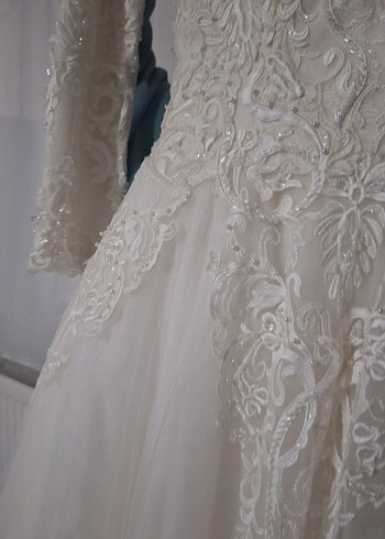 Uzun Kollu Vintage Prenses Gelinlik - Görsel 8