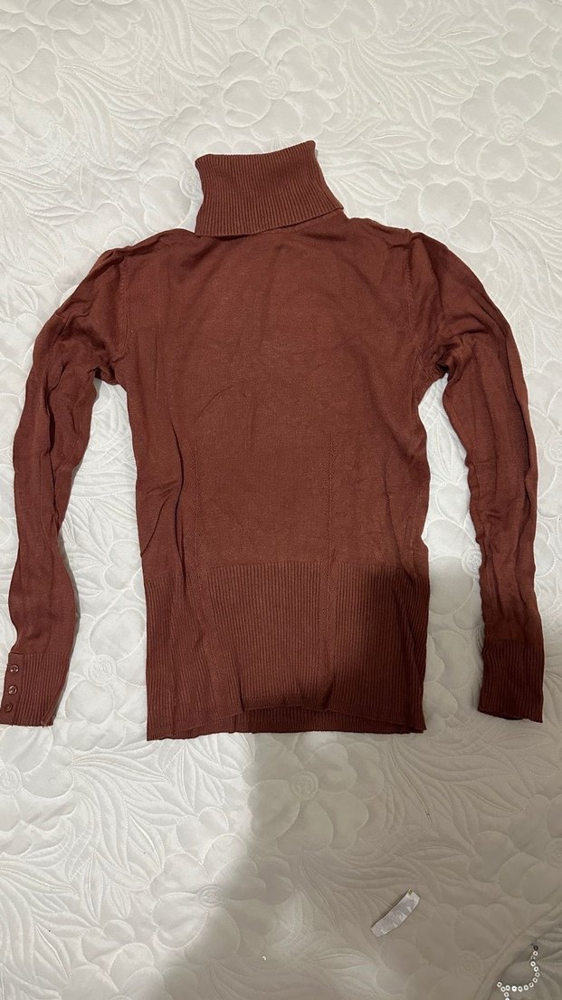 Düğmeli Yeşil Balıkçı Yaka Kadın Kazak - Görsel 2