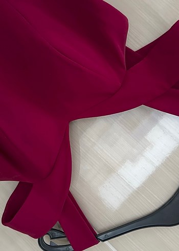 Mor V Yakalı Uzun Abiye Elbise - Görsel 2