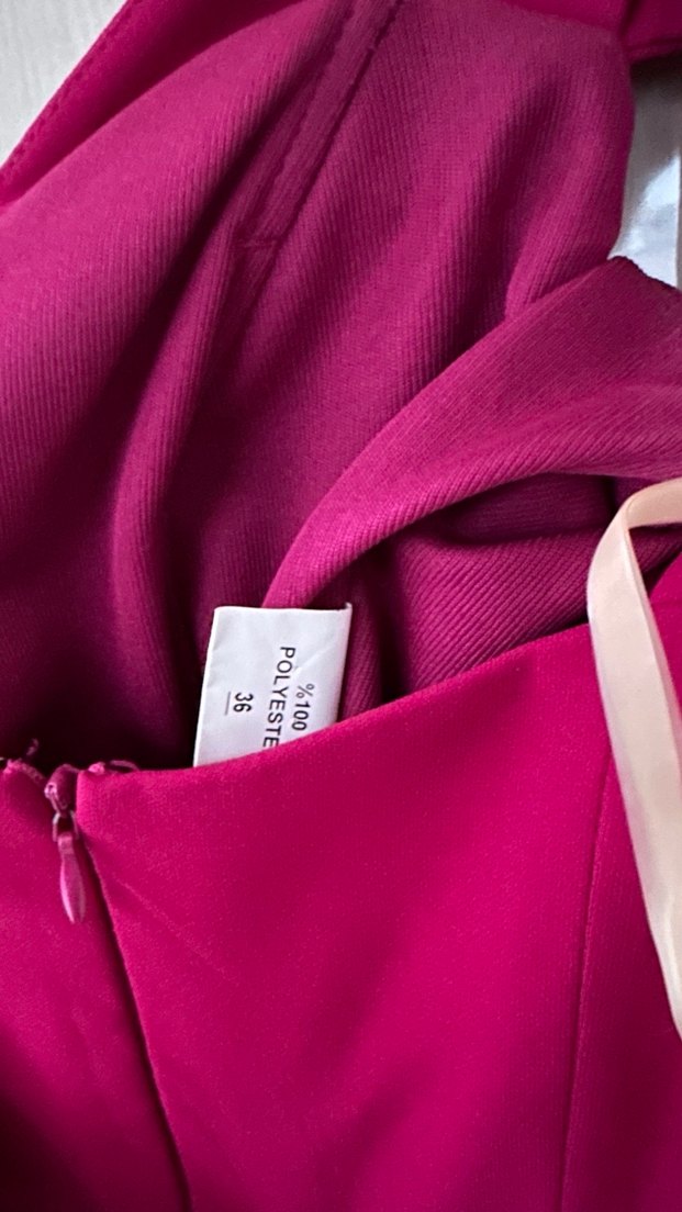 Mor V Yakalı Uzun Abiye Elbise - Görsel 4