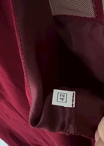 Bordo Parlak Midi Kadın Abiye Elbise - Görsel 4