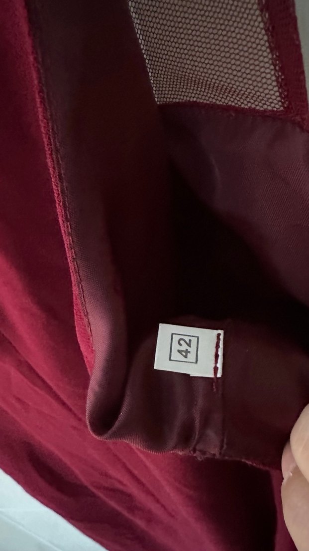 Bordo Parlak Midi Kadın Abiye Elbise - Görsel 4