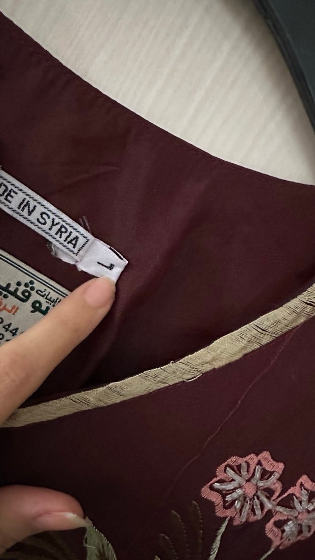 Bordo Nakışlı Uzun Bohem Elbise - Görsel 3