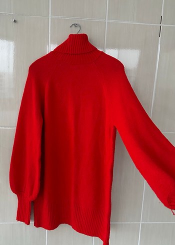 Kırmızı Balıkçı Yaka Örgü Kadın elbise - Görsel 2