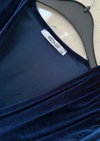 Lacivert Süet V Yaka Drapeli Kadın Bluz - Görsel 2