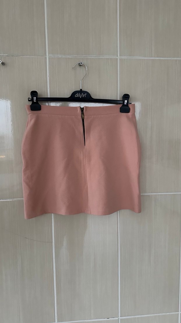 Pembe Mini Düz Kesim Etek - Görsel 2