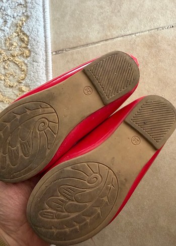 Kız Çocuk Kırmızı Fiyonk Detaylı Babet - Görsel 2