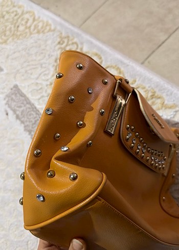 Klasik Bej Deri Kadın Çanta - Görsel 3