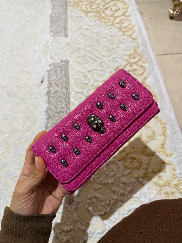 Parlak Pembe Fermuarlı Kadın Portföy Cüzdan - Görsel 2