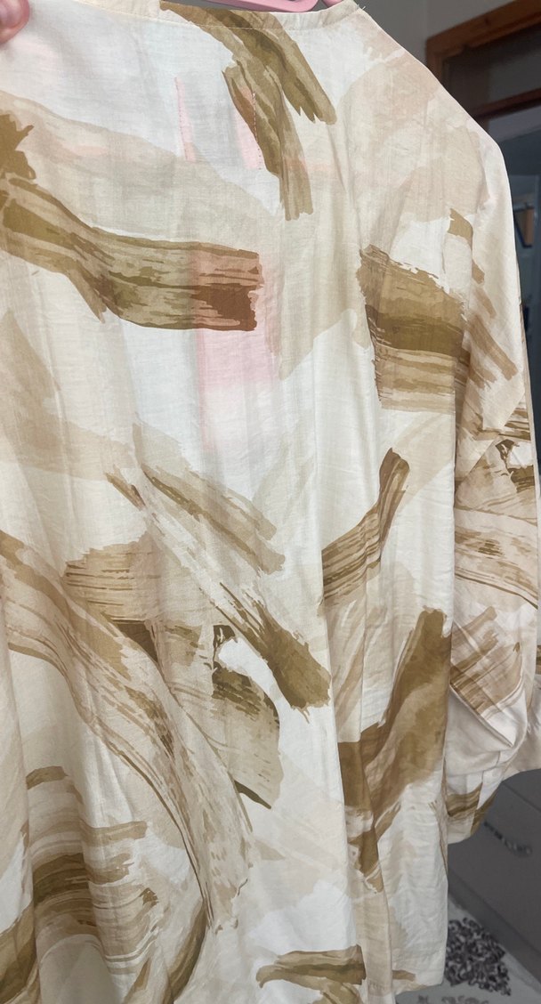 Bej Desenli Midi Kimono - Görsel 2