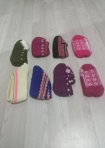 Kızlar için Renkli Örgü Ev Terlikleri - Görsel 4