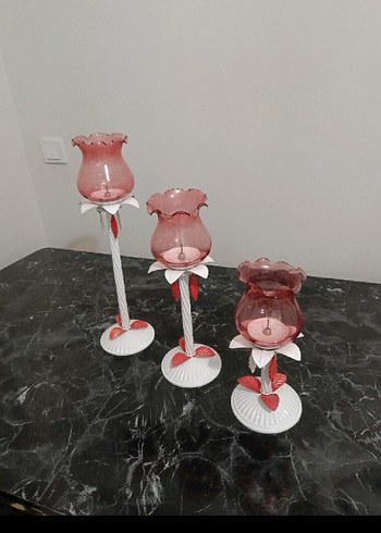 Beden pembe Renk Koyu Pembe Cam Mumluk Seti