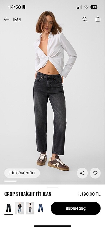 Stradivarius D96 Crop Straight fit jean