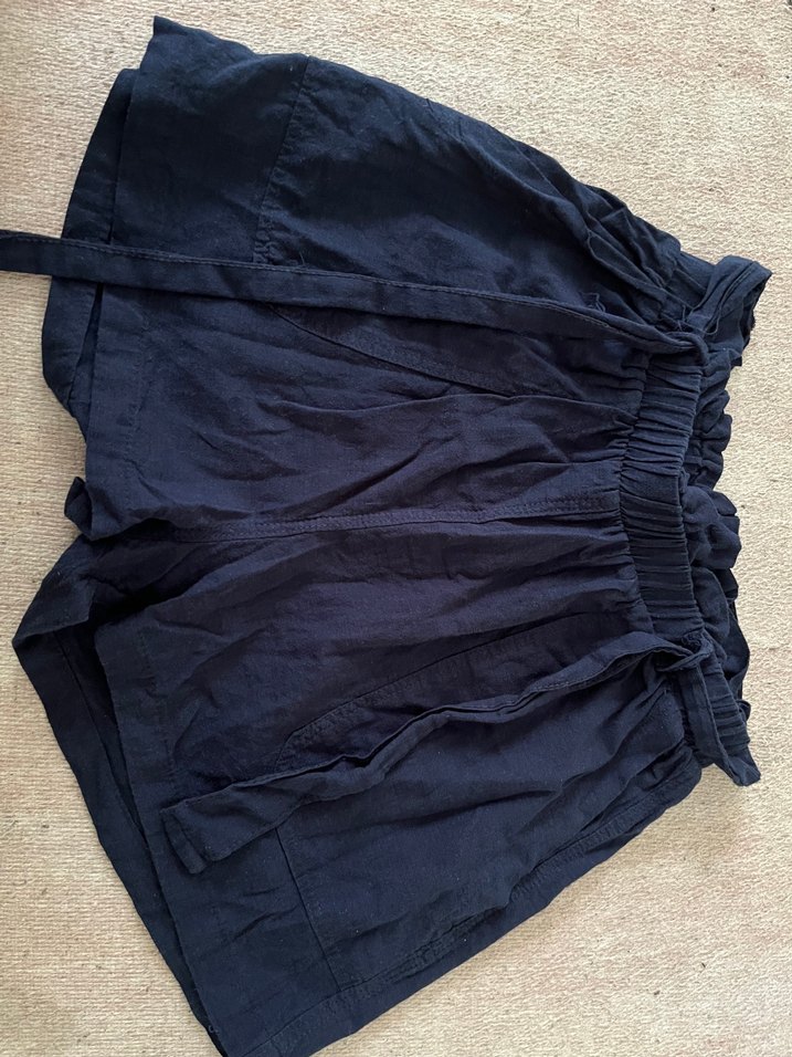 Navy Renkli Bol Kesim Keten Hamile Şortu - Görsel 2