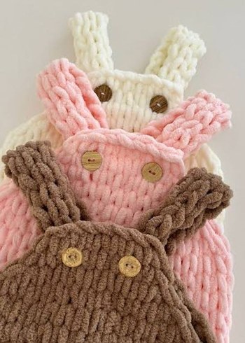 Pembe Örgü Bebek Kız Takımı - Görsel 5