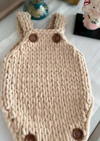 Mavi Örgü Bebek Tulumu - Görsel 4