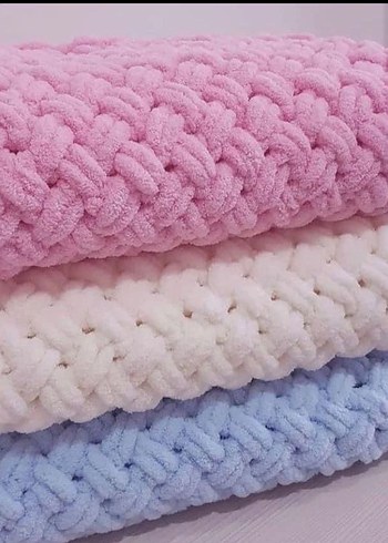 Renkli Sarı Çocuk Örgü Battaniye - Görsel 6