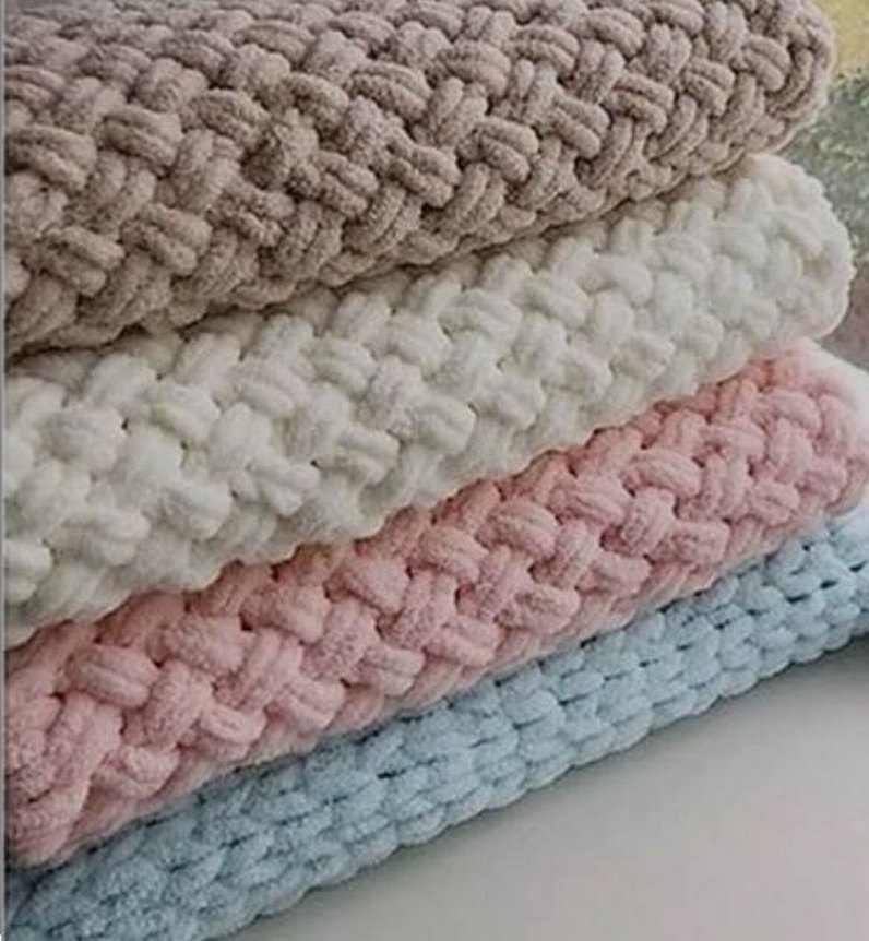 Renkli Sarı Çocuk Örgü Battaniye - Görsel 4