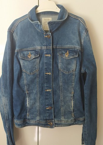 Kadın Mavi Denim Düğmeli Ceket